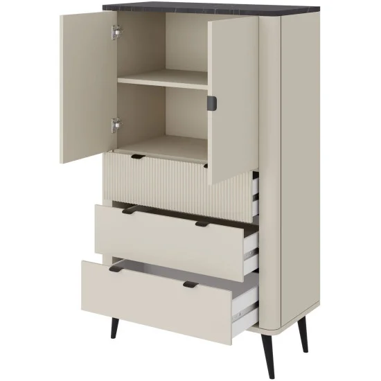 Вітрина MARLY REG 6 90х142х40 кашемір / горіх 4