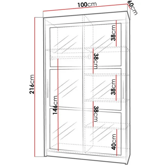 Шкаф-купе KARO 100 100х216х60 белый / белый 3