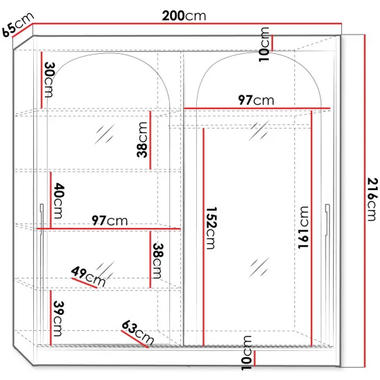 Шкаф-купе MODIN 200 200х215х65 кашемир / черный 2