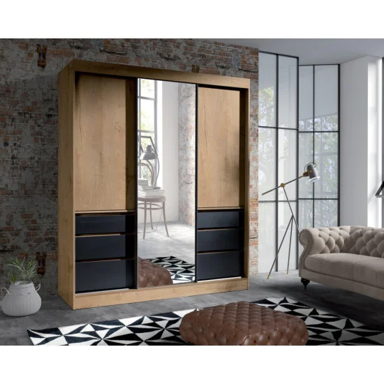 Шкаф-купе HAITI 180 180х216х65 дуб / черный 1