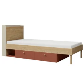 Кровать односпальная YUKI REG 13 94х93х217 серый / бежевый / дуб / коньяк