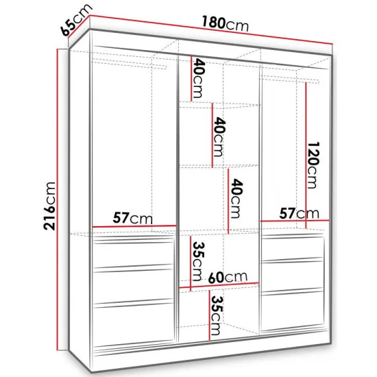 Шкаф-купе HAITI 180 180х216х65 дуб / черный 3