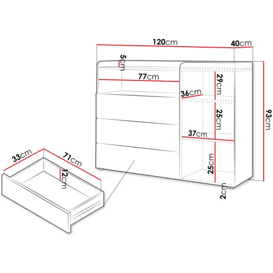 Комод YUKI REG 9 120х93х40 серый / бежевый / дуб / эвкалипт 2