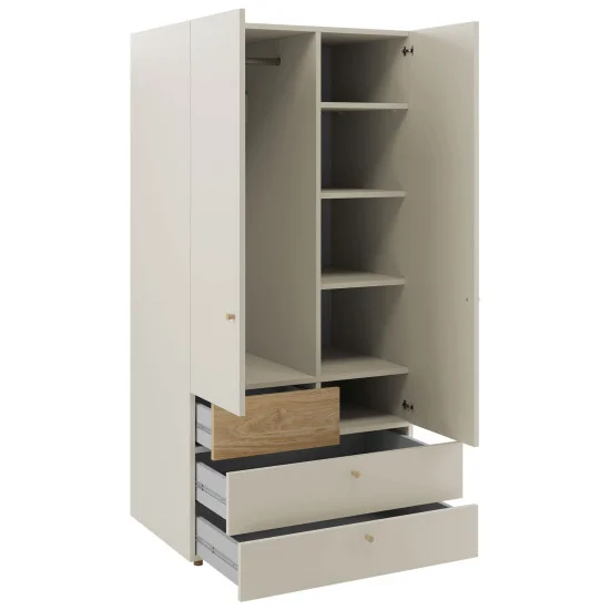 Шкаф YUKI REG 2 90х185х60 серый / бежевый / дуб / коньяк 3