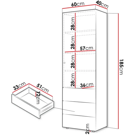 Шкаф YUKI REG 4 60х185х40 серый / бежевый / дуб / коньяк 2