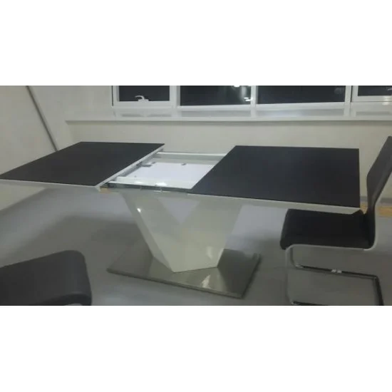 Стол обеденный раскладной Alaras II Черный эфект каменя / Белый 140(200)х85 ALARAS2SZ140 2