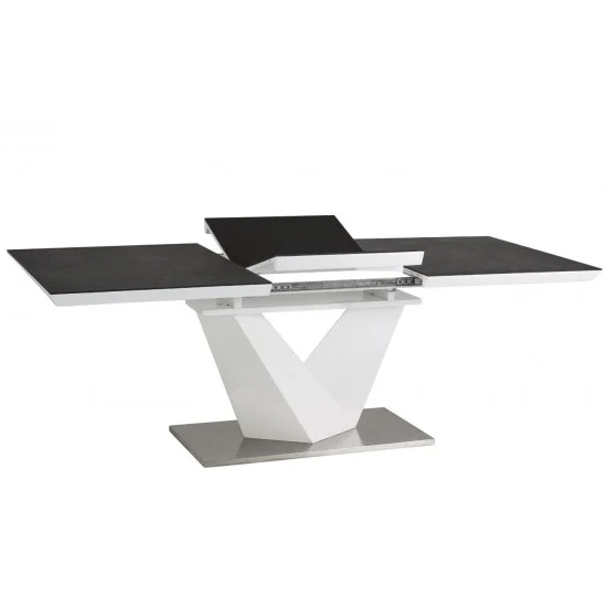 Стол обеденный раскладной Alaras II Черный эфект каменя / Белый 140(200)х85 ALARAS2SZ140 6