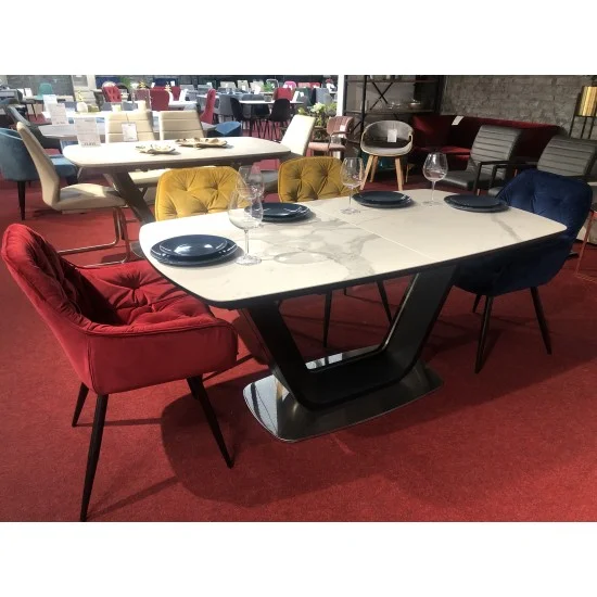 Стол обеденный раскладной Armani Ceramic 160(220)х90 Эффект Мармура / Черный Мат ARMANIBC160 13