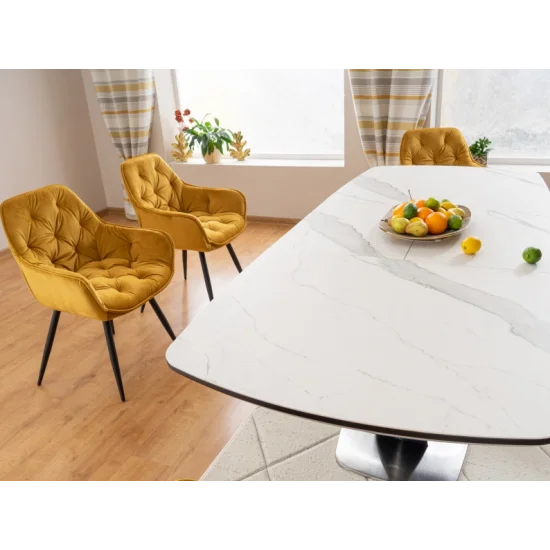 Стол обеденный раскладной Armani Ceramic 160(220)х90 Эффект Мармура / Черный Мат ARMANIBC160 5