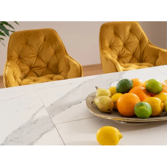 Стол обеденный раскладной Armani Ceramic 160(220)х90 Эффект Мармура / Черный Мат ARMANIBC160 6