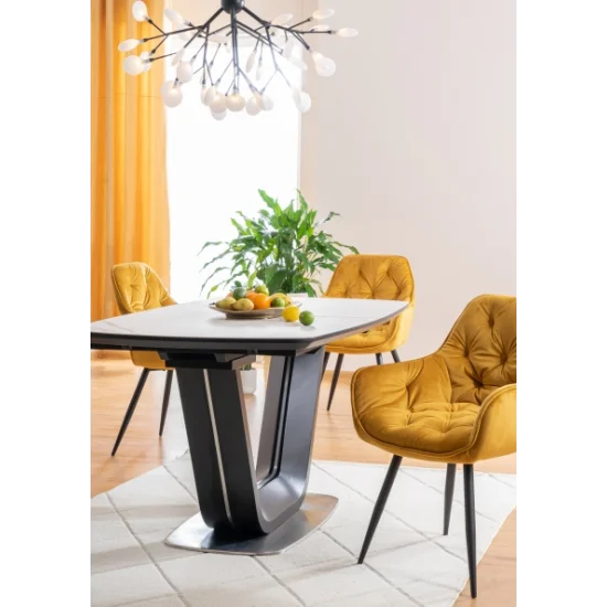 Стол обеденный раскладной Armani Ceramic 160(220)х90 Эффект Мармура / Черный Мат ARMANIBC160 3