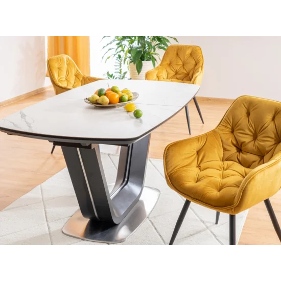 Стол обеденный раскладной Armani Ceramic 160(220)х90 Эффект Мармура / Черный Мат ARMANIBC160 2