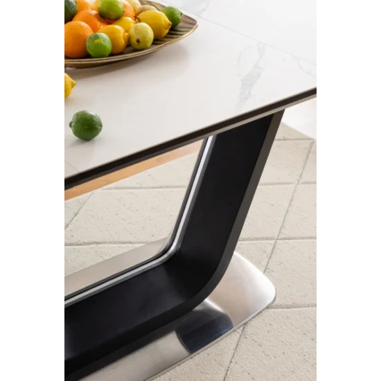 Стол обеденный раскладной Armani Ceramic 160(220)х90 Эффект Мармура / Черный Мат ARMANIBC160 12