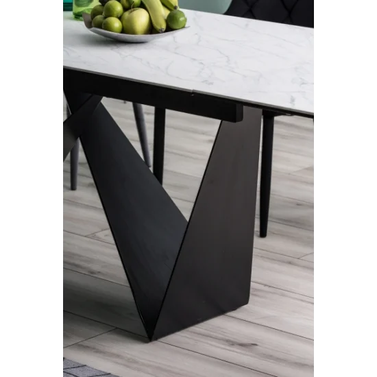 Стол обеденный раскладной Cavalli II Ceramic 90x160 Белый Мармур / Черный Мат CAVALLIBC160 2