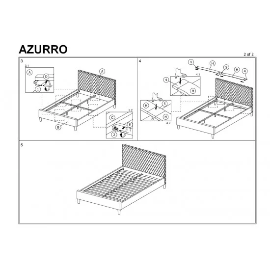 Двоспальне ліжко Azurro Velvet 160X200 Сірий AZURROV160SZD 3