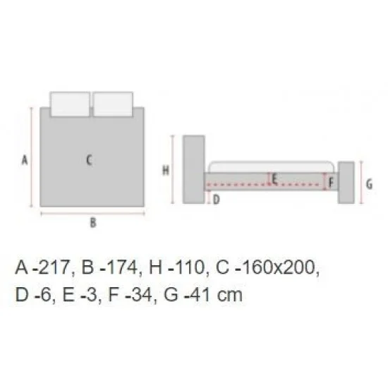 Двуспальная кровать Copenhagen 160X200 Серый COPENHAGEN160SZD 4