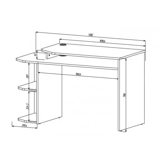 Компьютерный стол Woort Индастриал / Антрацит левый 4