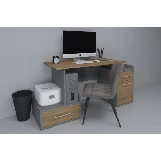 Компьютерный стол Maxi Maris Серый Униколор / Дуб Золотой левый 2