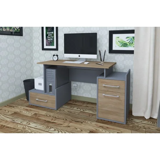 Компьютерный стол Maxi Maris Серый Униколор / Дуб Золотой левый 1