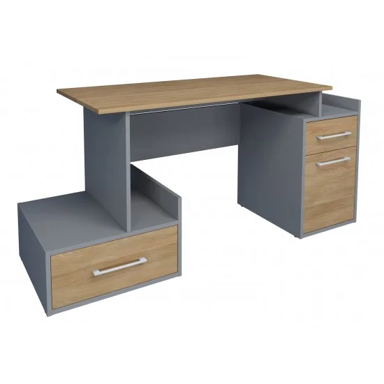 Компьютерный стол Maxi Maris Серый Униколор / Дуб Золотой левый 3
