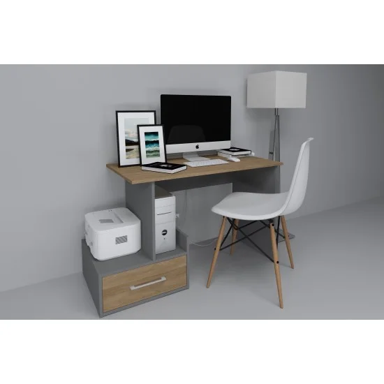 Компьютерный стол Mini Maris Серый Униколор / Дуб Золотой левый 2