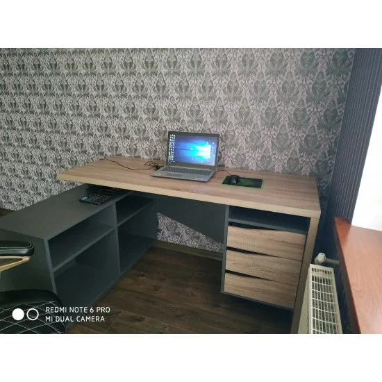 Комп'ютерний стіл кутовий Connect 3 Дуб Сонома Трюфель / Антрацит лівий 12