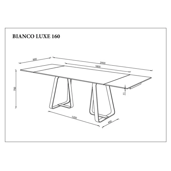 Стол обеденный раскладной BIANCO LUXE CERAMIC 160(240)*90 белый мат/белый+золото 11