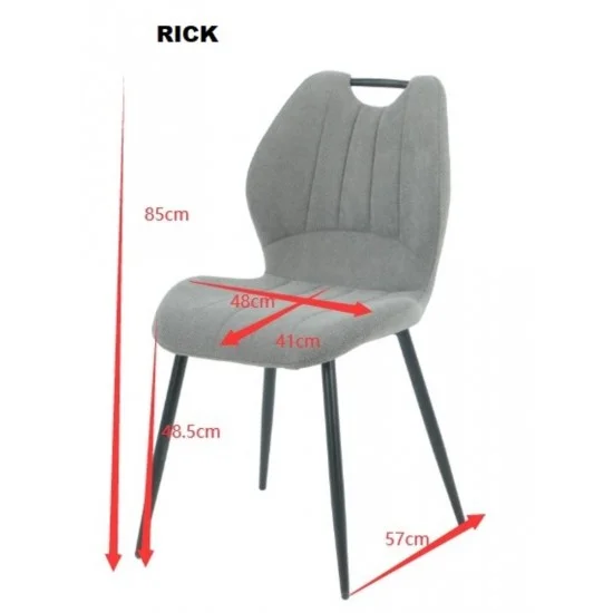 Стілець RICK чорний каркас/темно-сірий тканина 8
