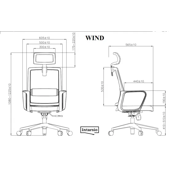 Кресло компьютерное поворотное WIND серое/черное/белый каркас 6
