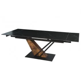Стол FERNANDO CERAMIC 160(220)*90 черный мат/старый дуб
