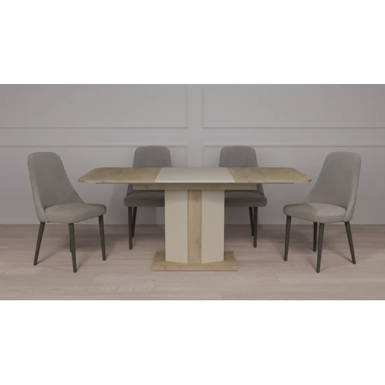 Обеденный стол раскладной CRYSTAL D/S 120(150-180)х80 дуб кремона котта/стоун бейж 6