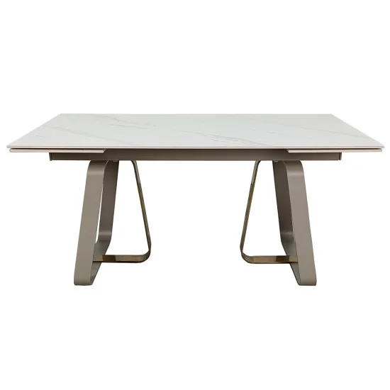 Стол обеденный раскладной BIANCO LUXE CERAMIC 160(240)*90 белый мат/белый+золото 3