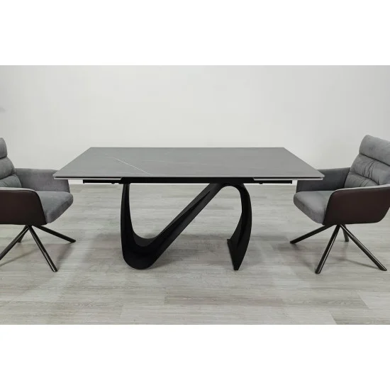 Стол обеденный раскладной JULIAN CERAMIC 160(240)*90 серый мат/черный 6