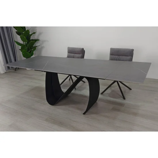 Стол обеденный раскладной JULIAN CERAMIC 160(240)*90 серый мат/черный 4