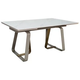 Стіл обідній розкладний BIANCO LUXE CERAMIC 160(240)*90 білий мат/білий+золото