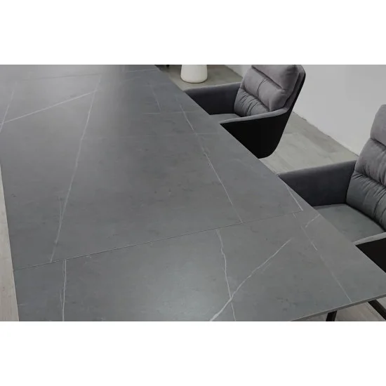 Стол обеденный раскладной JULIAN CERAMIC 160(240)*90 серый мат/черный 8