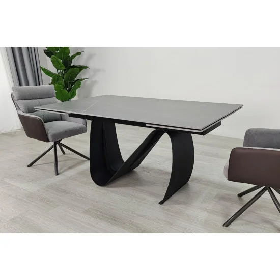 Стол обеденный раскладной JULIAN CERAMIC 160(240)*90 серый мат/черный 5