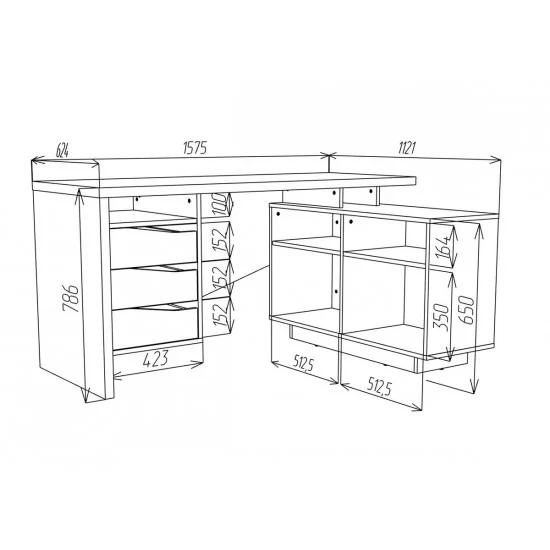 Стіл письмовий CONNECT 3 R SK 157×78 см. Дуб кремона котта / Стоун бейж 4