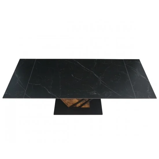 Стол FERNANDO CERAMIC 160(220)*90 черный мат/старый дуб 5