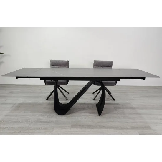 Стол обеденный раскладной JULIAN CERAMIC 160(240)*90 серый мат/черный 7