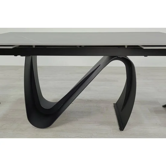 Стол обеденный раскладной JULIAN CERAMIC 160(240)*90 серый мат/черный 9