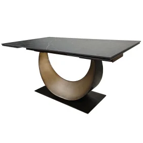 Стіл обідній розкладний AMELIA CERAMIC 160(240)*90 стіл чорний мат/бронзовий