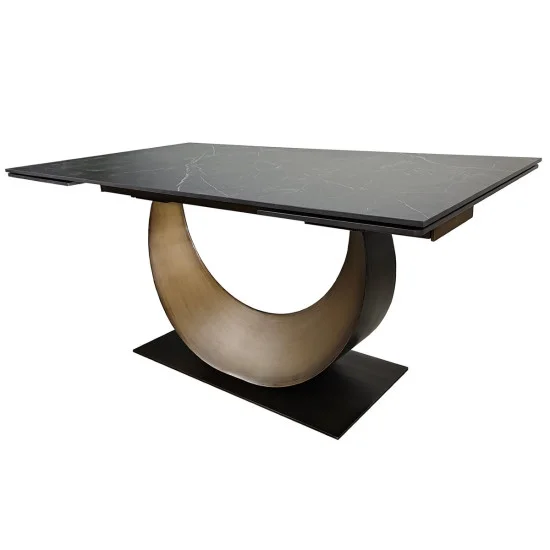 Обеденный раскладной стол AMELIA CERAMIC 160(240)*90 стол черный мат/бронзовый 1