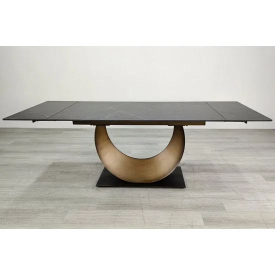 Обеденный раскладной стол AMELIA CERAMIC 160(240)*90 стол черный мат/бронзовый 6