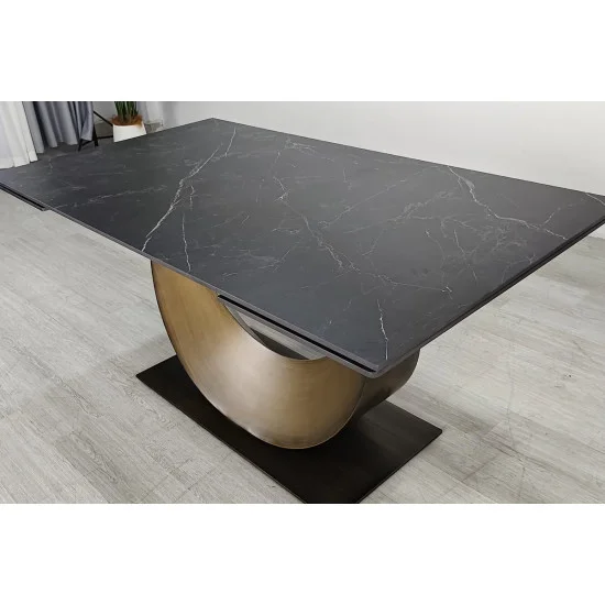 Обеденный раскладной стол AMELIA CERAMIC 160(240)*90 стол черный мат/бронзовый 7