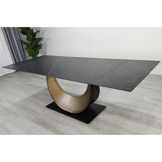 Обеденный раскладной стол AMELIA CERAMIC 160(240)*90 стол черный мат/бронзовый 5