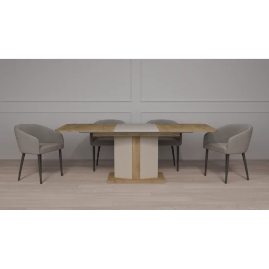 Обеденный стол раскладной CRYSTAL D/K MAX 160(190-220)х90 дуб кремона торро/кашемир 2