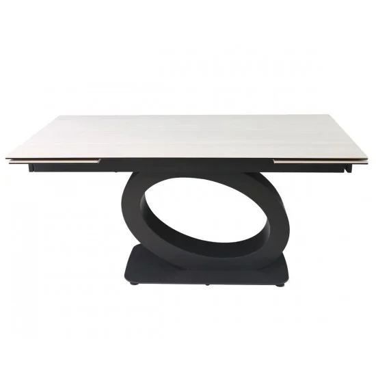 Стол OVIDIO CERAMIC 160(240)*90 белый дуб/черный каркас 3
