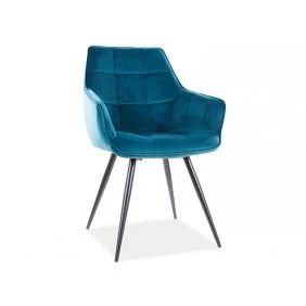 Стул LILIA VELVET черный каркас / БИРЮЗА BLUVEL 85 LILIAVCTU