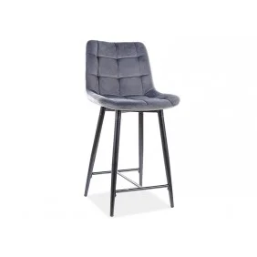 Полубарный стул CHIC H-2 VELVET черный каркас / серый BLUVEL 14 CHICH2VCSZ